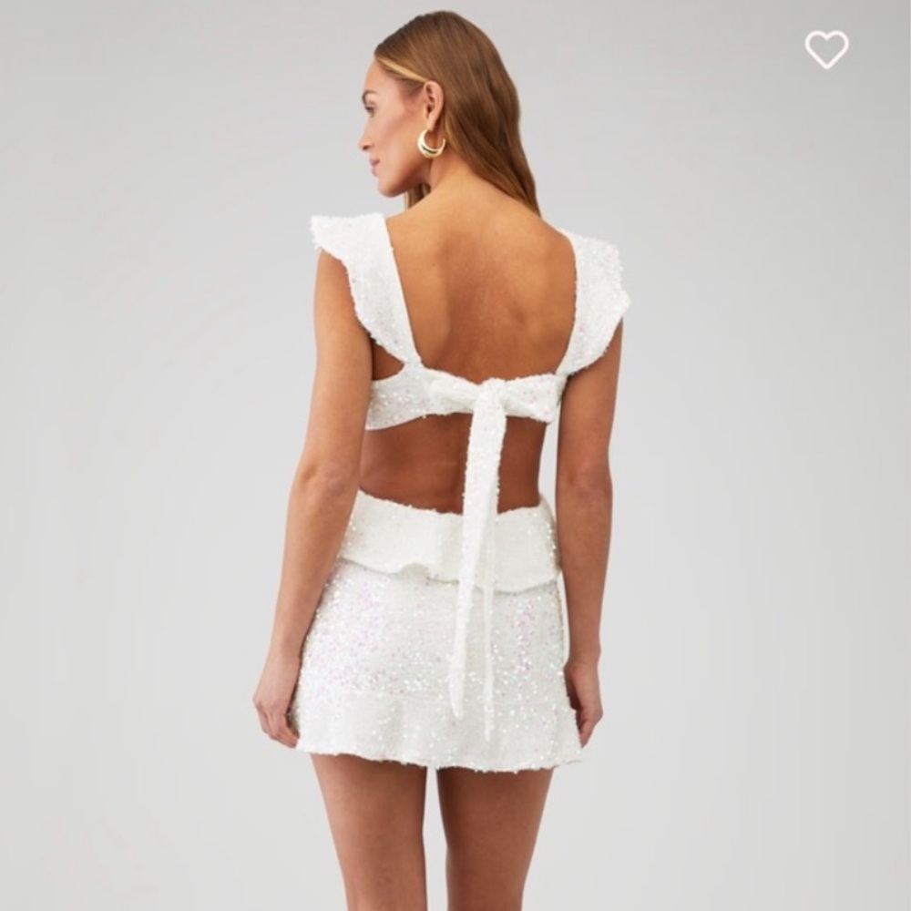 Show Me Your MuMu Zoey White Sequin Mini Dress Small - Picture 5 of 10